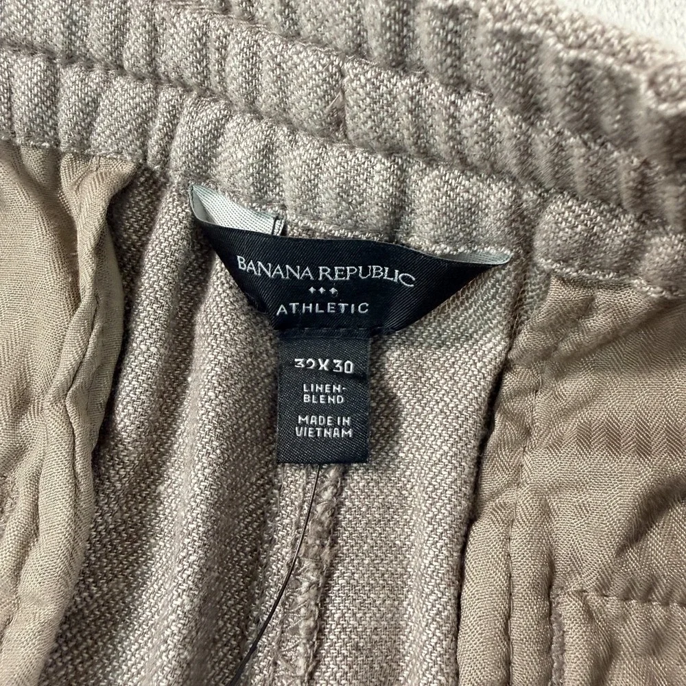Banana Republic Athletic Fit Linen Blend Pants Men 32x27 in Taupe Tapered NWT